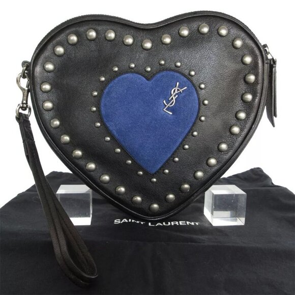 Auth SAINT LAURENT Clutch bag Black / blue leather/suede - Picture 1 of 12